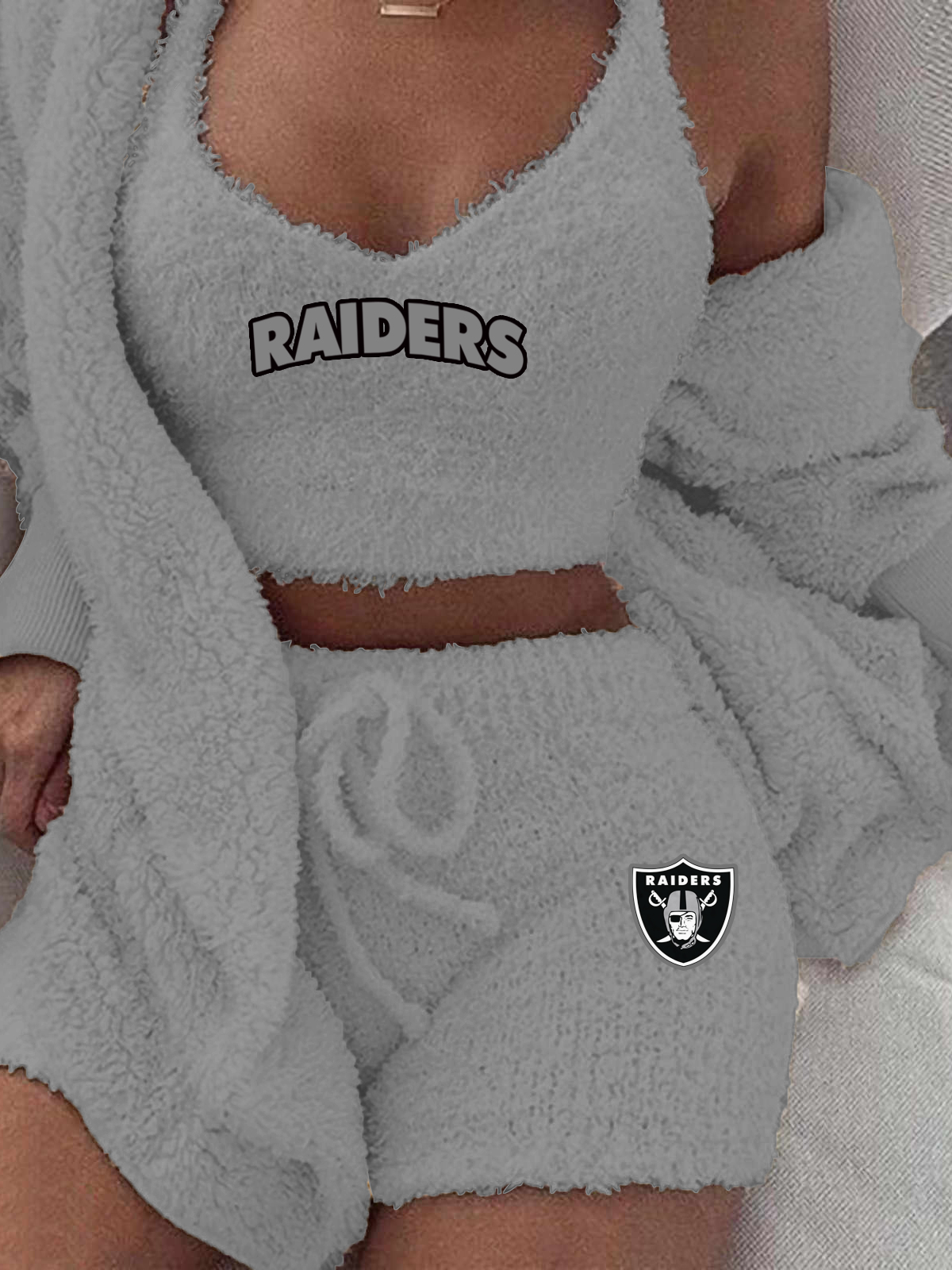 Las Vegas Raiders Cardigan Shorts Vest 3-Piece Suit