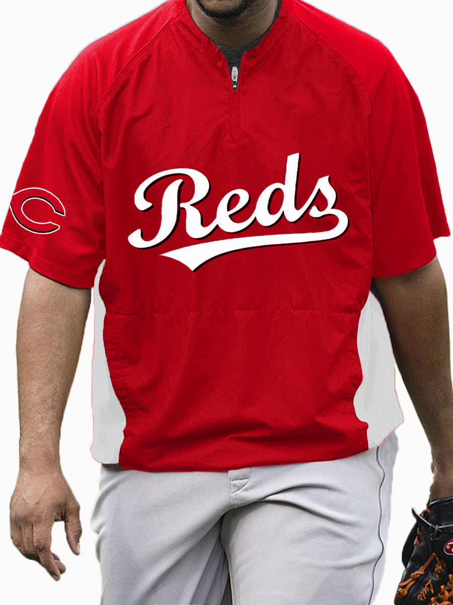 Cincinnati Reds MLB Men's Raglan Short Sleeve Sports Top