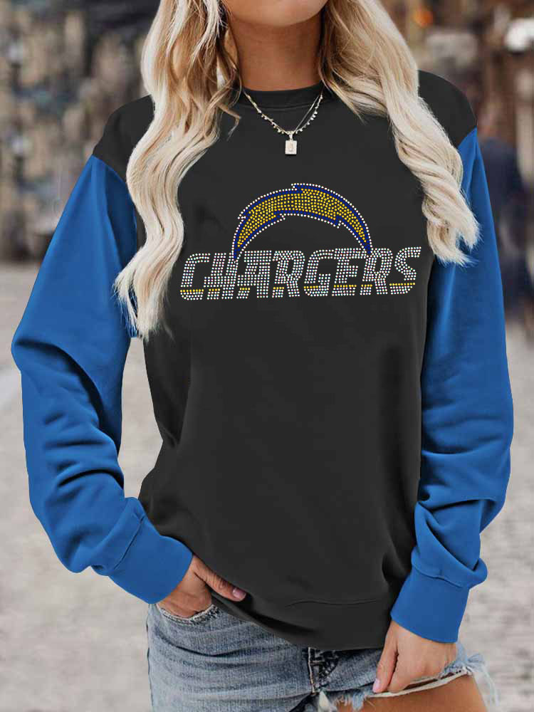 Los Angeles Chargers Colorblock Casual Crewneck Pullover Sweatshirt