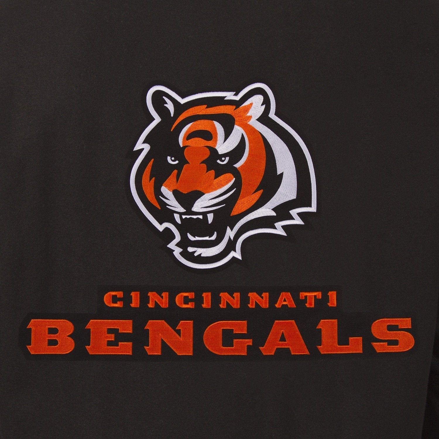 CINCINNATI BENGALS WOOL & LEATHER REVERSIBLE JACKET W/ EMBROIDERED LOGOS - BLACK