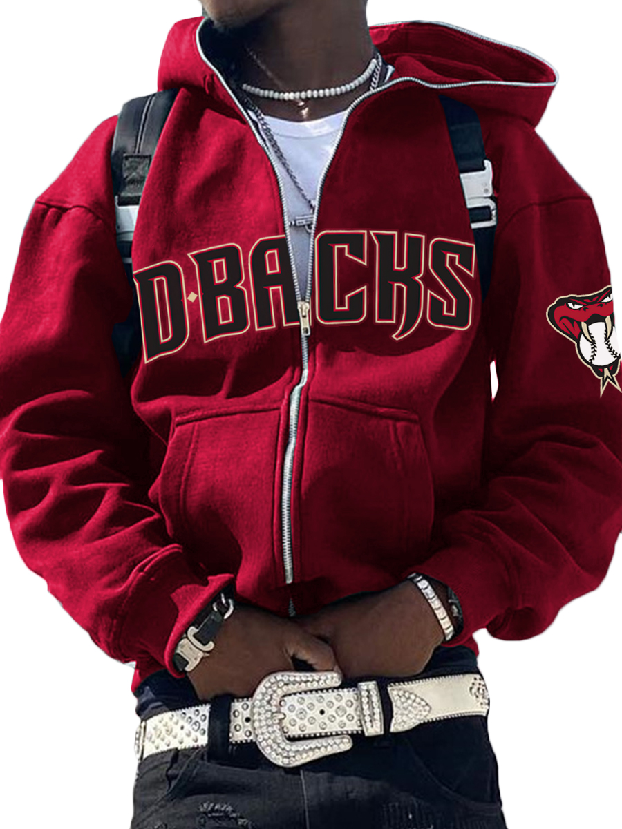 Arizona Diamondbacks MLB Men's Casual Zipper Hooded Sweatshirts