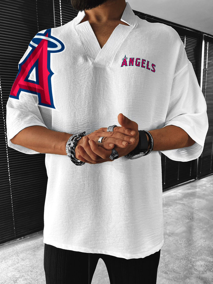 Los Angeles Angels MLB Men's Comfortable V-Neck Short Sleeve Top