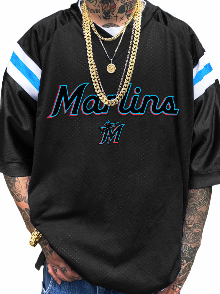 Miami Marlins MLB Men's Fashion V-Neck Short Sleeve Jersey