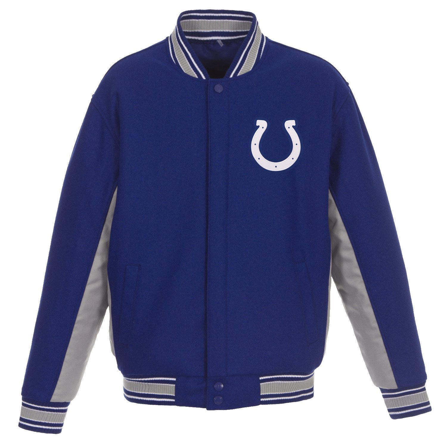 INDIANAPOLIS COLTS JH DESIGN WOOL REVERSIBLE FULL-SNAP JACKET – ROYAL