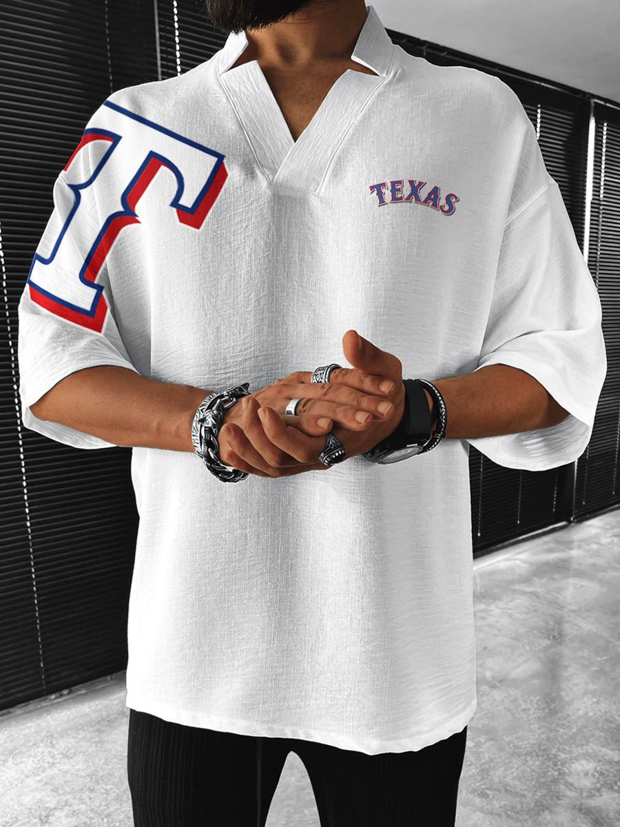 Texas Rangers MLB Men's Comfortable V-Neck Short Sleeve Top