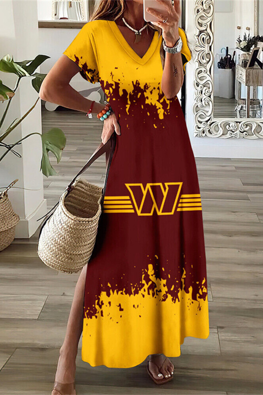 W CommandersV-Neck Sexy Side Slit Long Dress