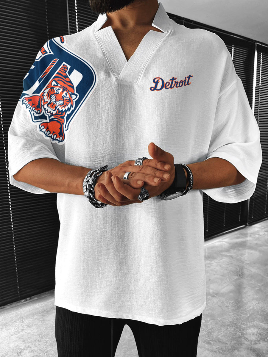 Detroit Tigers MLB Men's Comfortable V-Neck Short Sleeve Top
