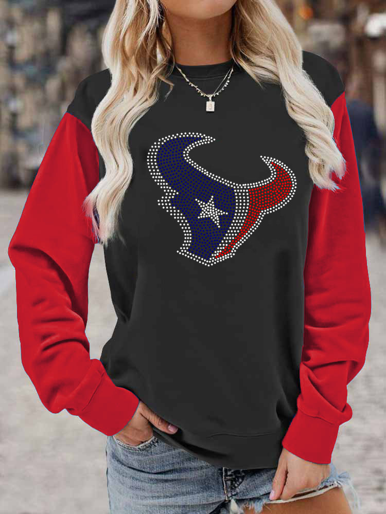 Houston Texans Colorblock Casual Crewneck Pullover Sweatshirt