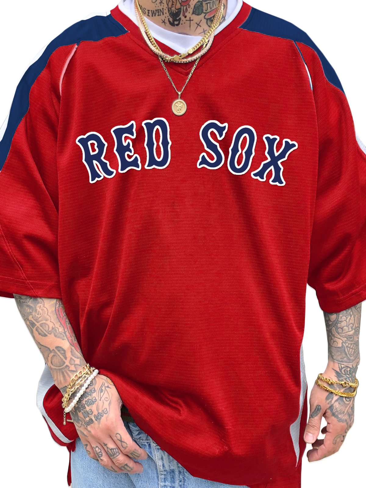 Boston Red Sox Short Sleeve V-Neck Jersey Shirt