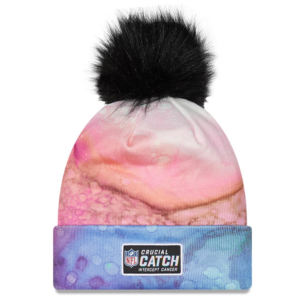 Tennessee Titans Women's Pink/Black 2022 Crucial Catch Pom Knit Hat