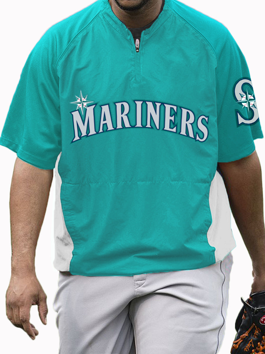 Seattle Mariners MLB Men's Raglan Short Sleeve Sports Top
