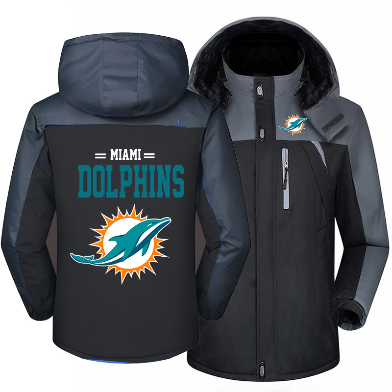 Miami Dolphins Warm Hoodie Fleece Coat Winter Jacket Coat Ski Suit