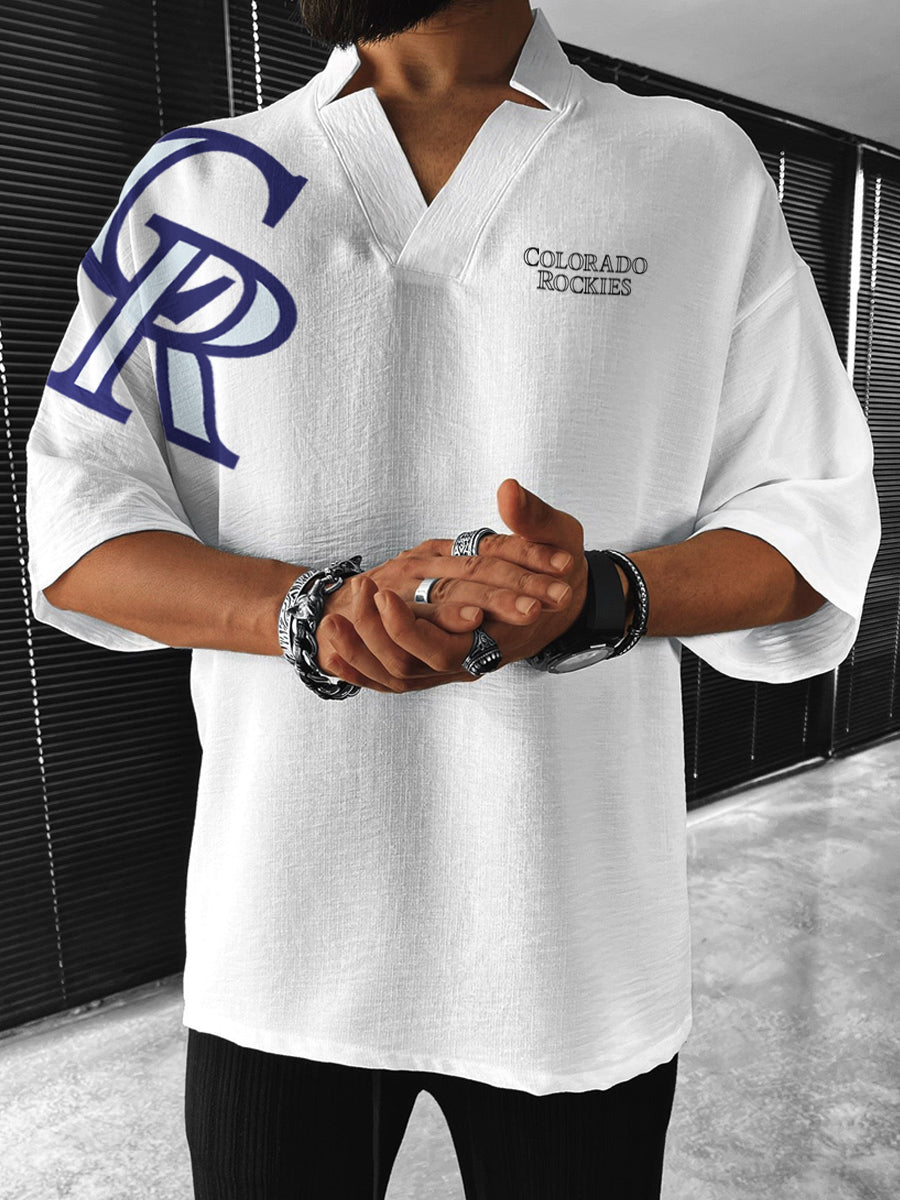 Colorado Rockies MLB Men's Comfortable V-Neck Short Sleeve Top