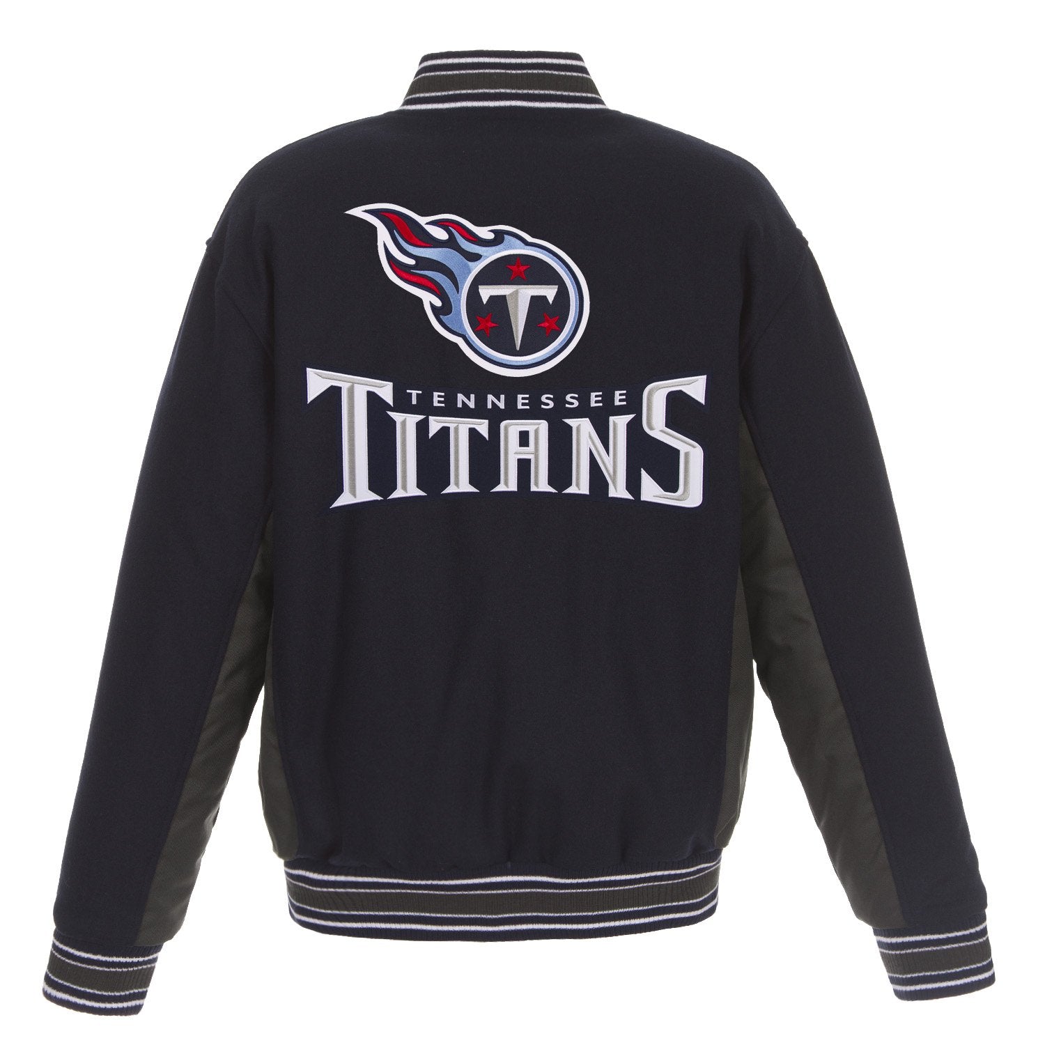 TENNESSEE TITANS JH DESIGN WOOL REVERSIBLE FULL-SNAP JACKET – NAVY