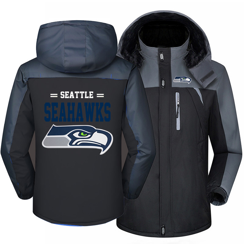 Seattle Seahawks Warm Hoodie Fleece Coat Winter Jacket Coat Ski Suit