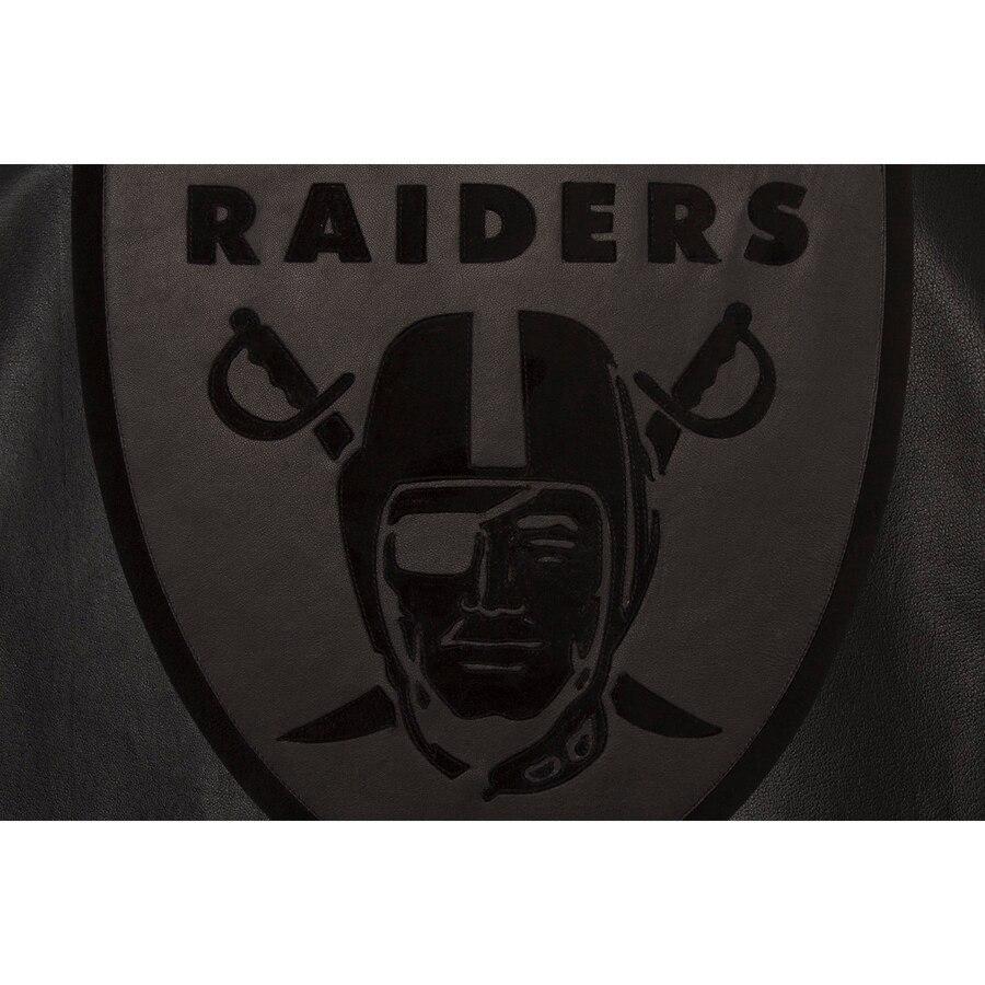 LAS VEGAS RAIDERS JH DESIGN TONAL LEATHER JACKET - BLACK