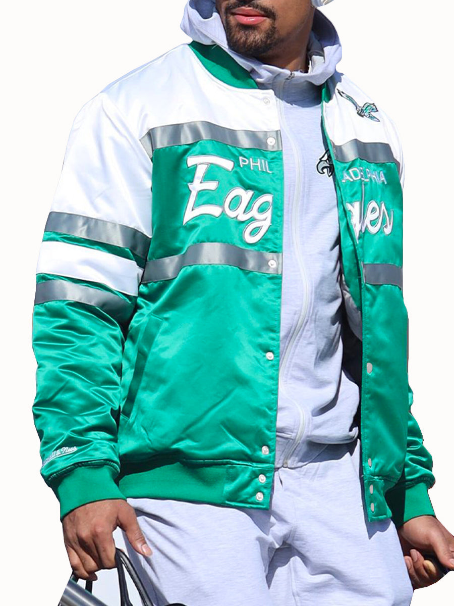 Philadelphia Eagles Scial Script Heavyweight Satin Jacket