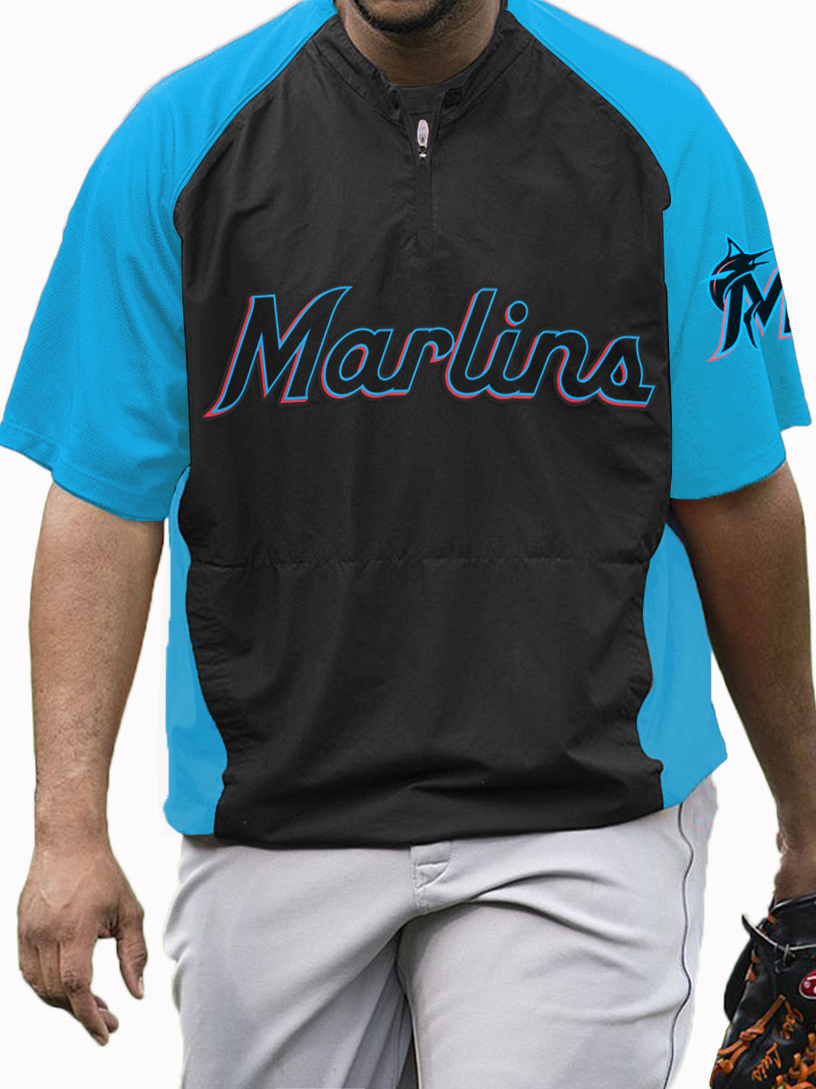 Miami Marlins MLB Men's Raglan Short Sleeve Sports Top