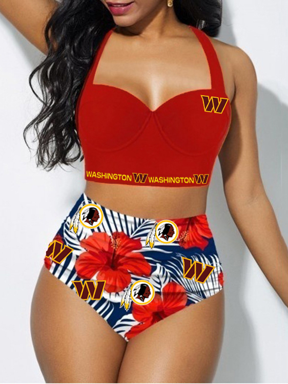 W redskins Sexy Print Bikini Swimsuit