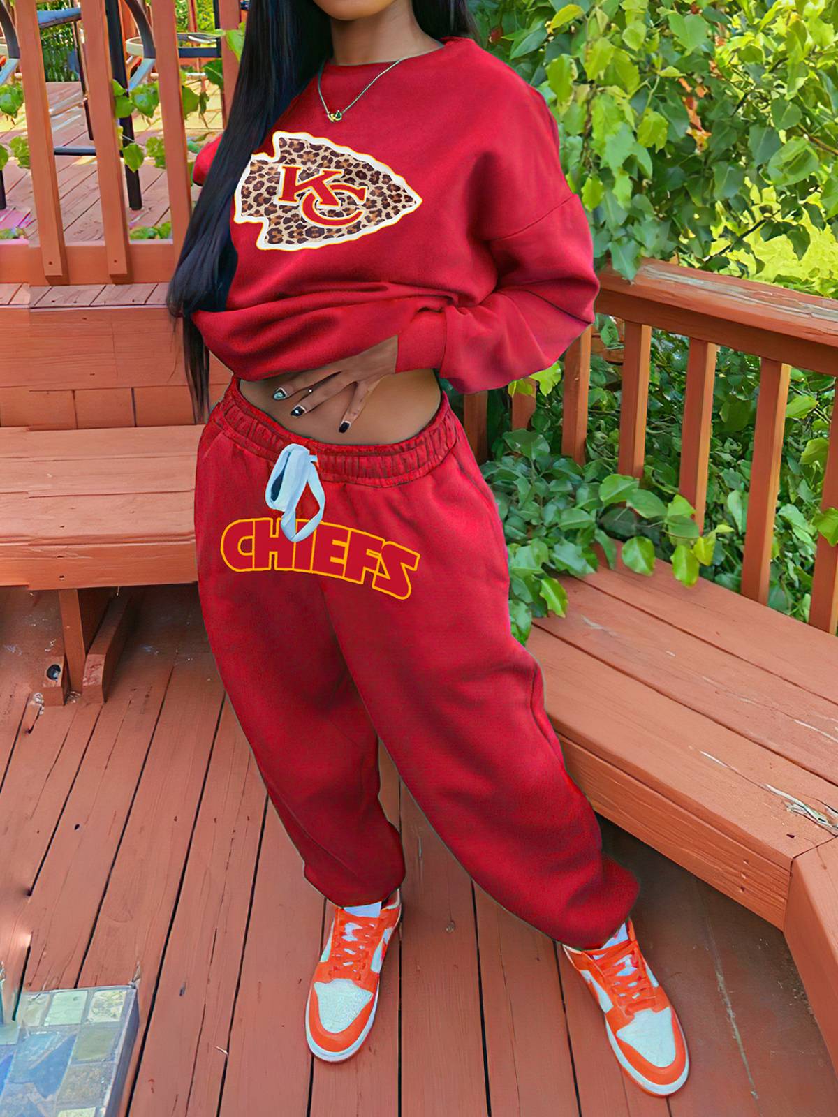 Kansas City Chiefs Sports Sweatshirt Two-Piece Suit