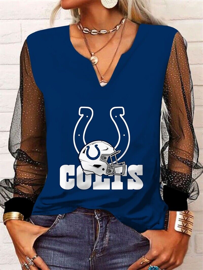 Indianapolis Colts Long Sleeve V-neck Lace Shirt