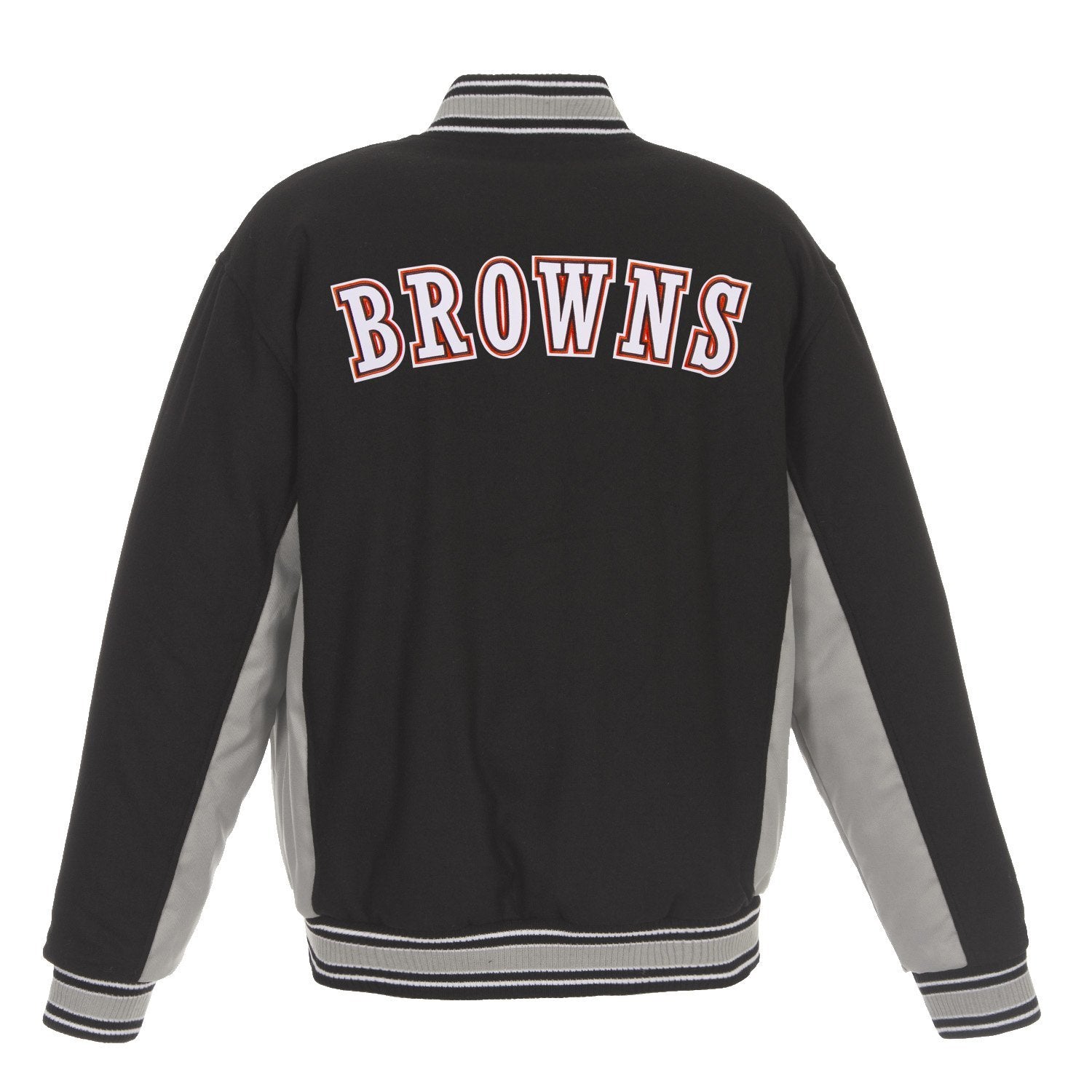 CLEVELAND BROWNS JH DESIGN WOOL REVERSIBLE FULL-SNAP JACKET – BLACK