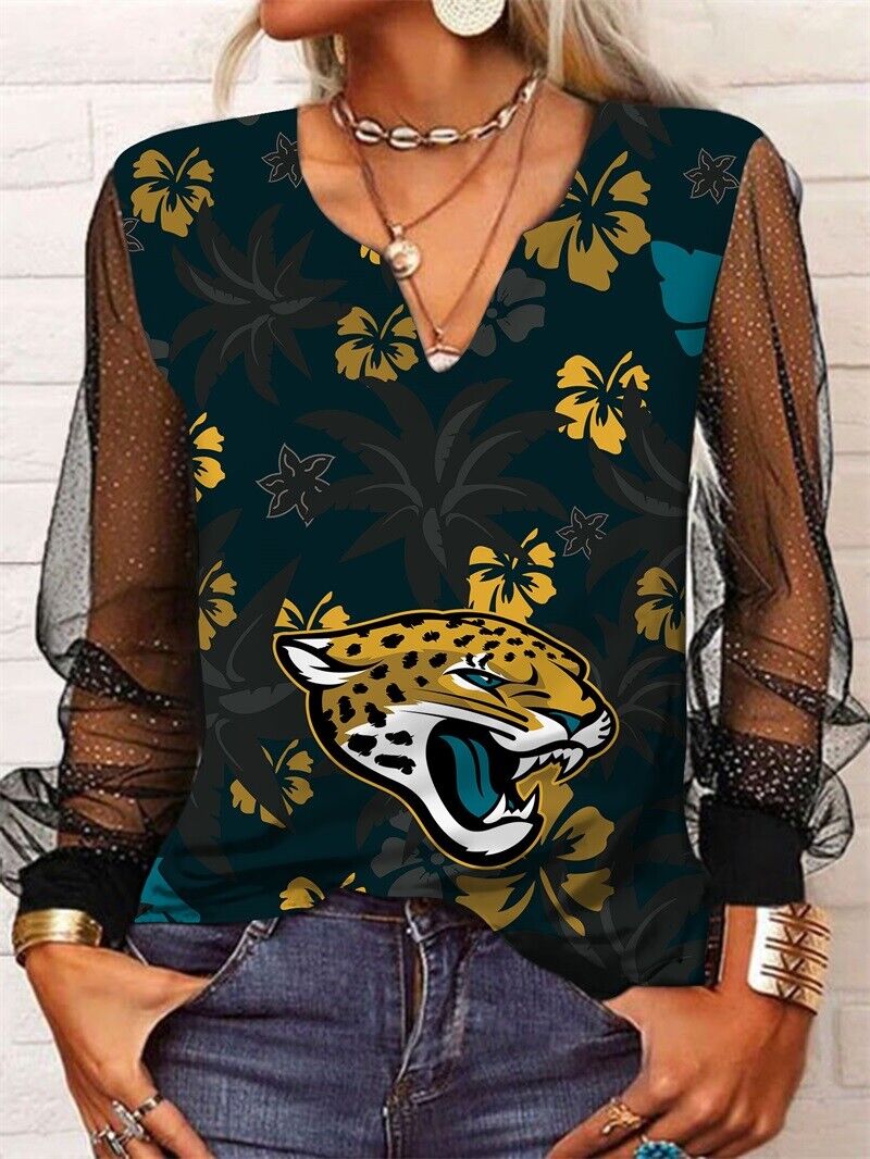 Jacksonville Jaguars Long Sleeve V-neck Lace Shirt