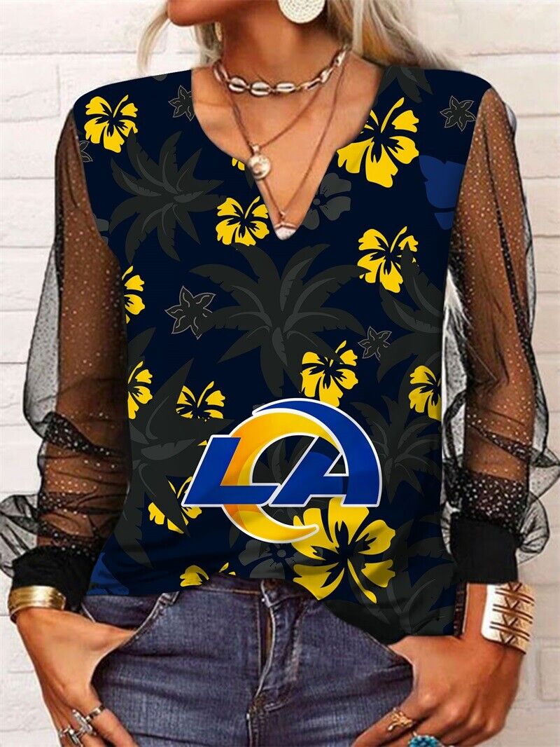 LALong Sleeve V-neck Lace Shirt