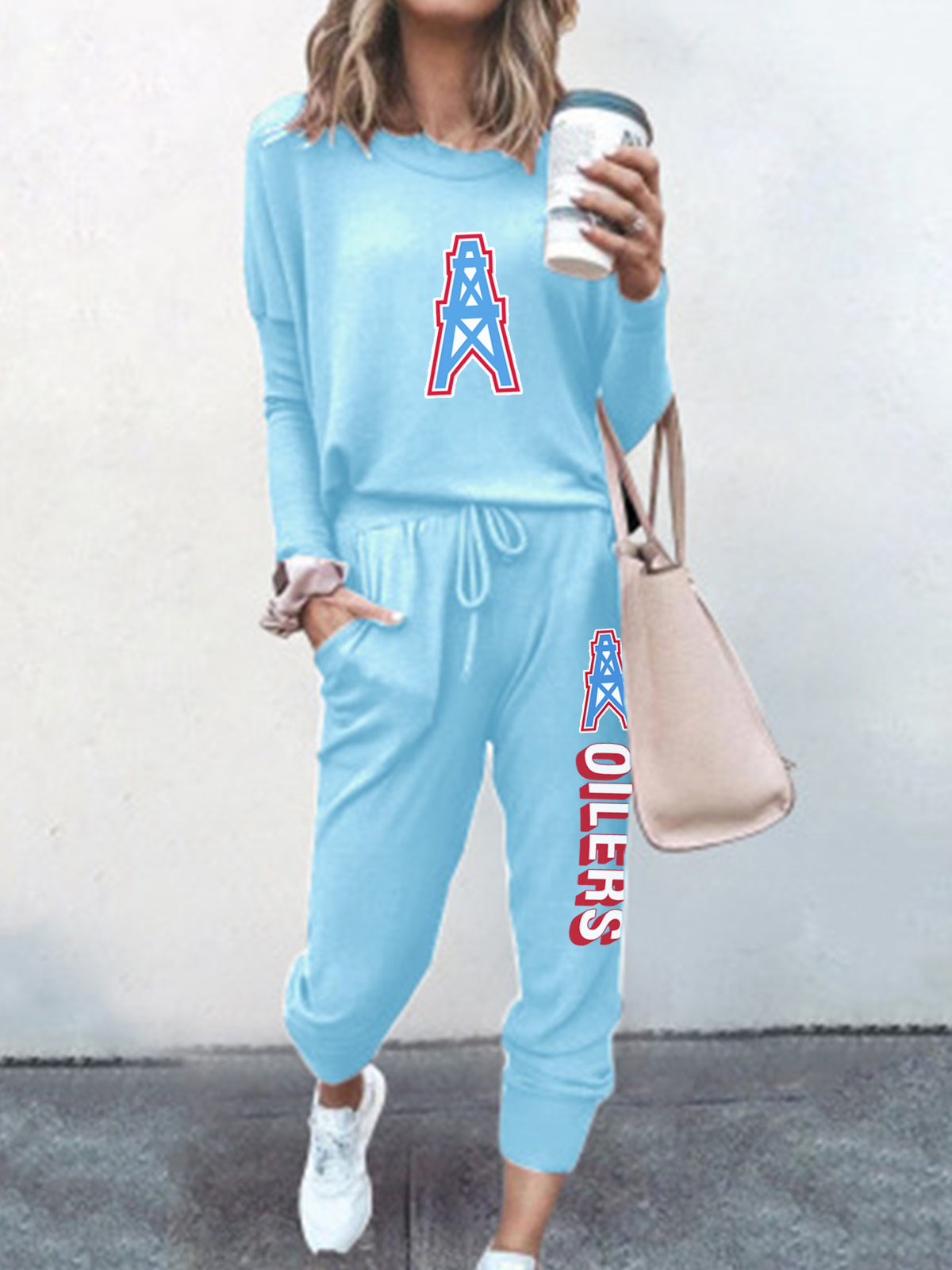 Houston Oilers Fashion Long Sleeve Casual Two Piece Suit