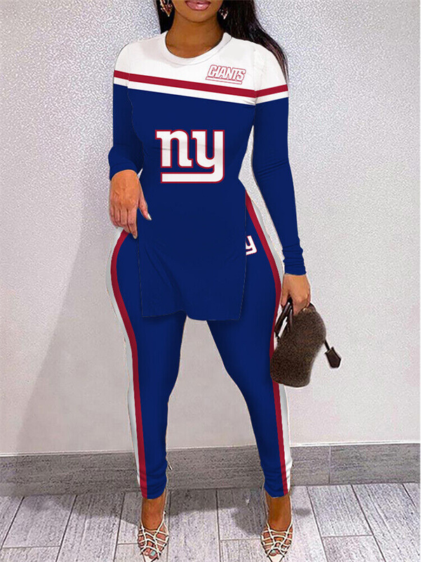 New York Giants Limited Edition High Slit Shirts And Leggings Two-Piece Suits