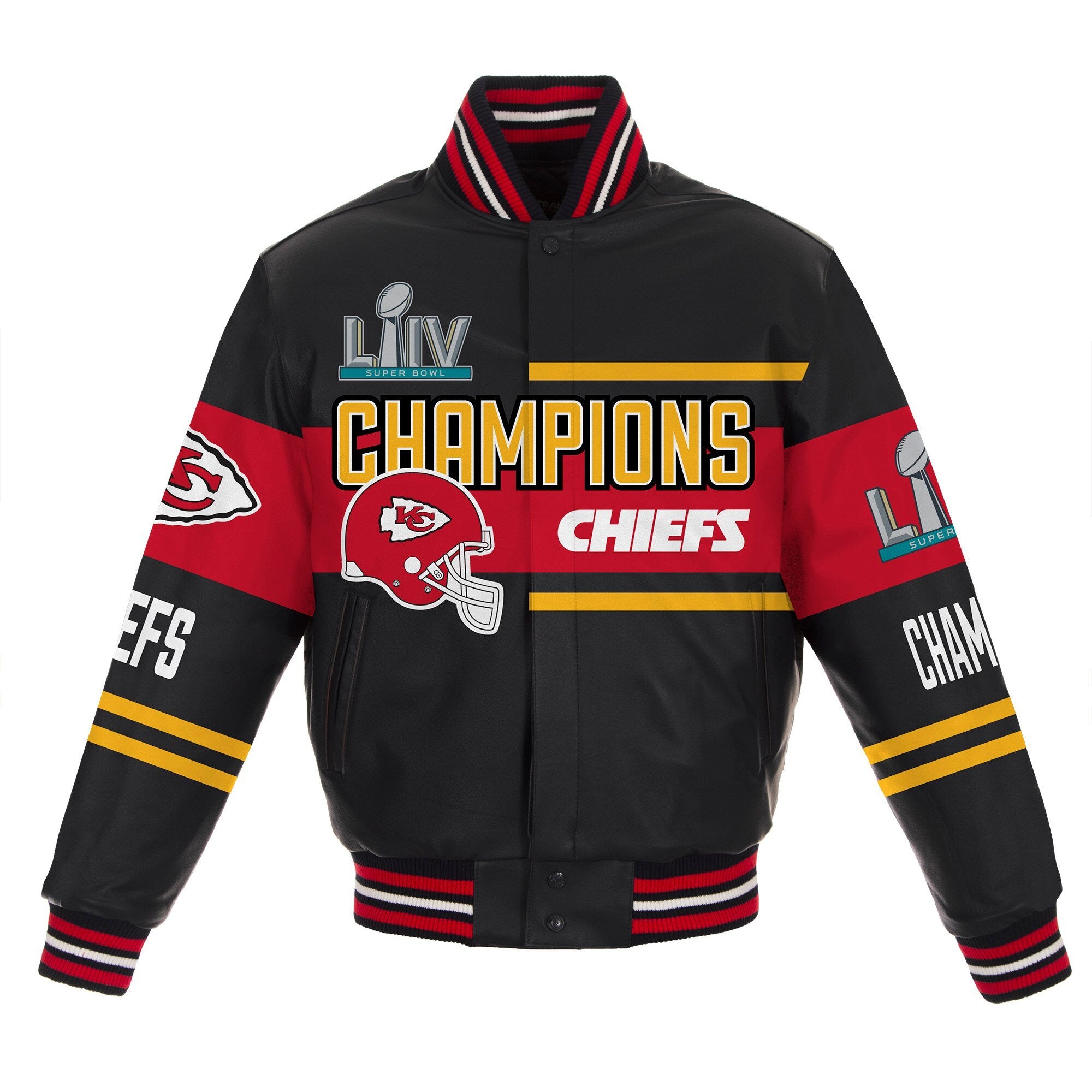 KANSAS CITY CHIEFS SUPER BOWL LIV CHAMPIONS ALL LAMBSKIN LEATHER JACKET