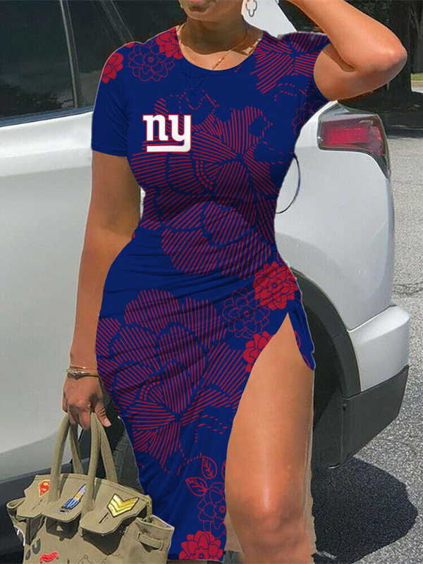 New York Giants Women's Slit Bodycon Dress