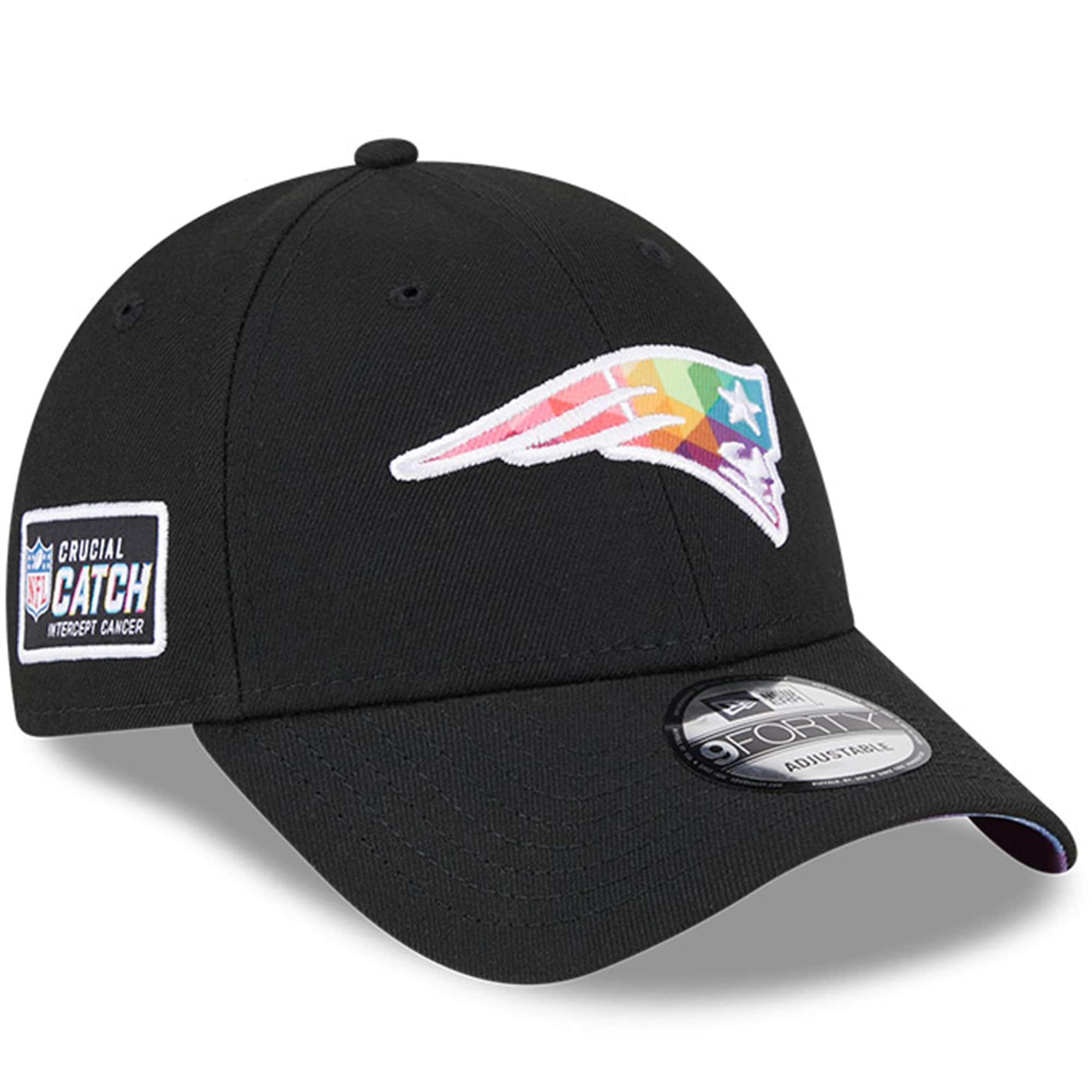 New England Patriots Men's Black 2023 Crucial Catch 9FORTY Adjustable Hat