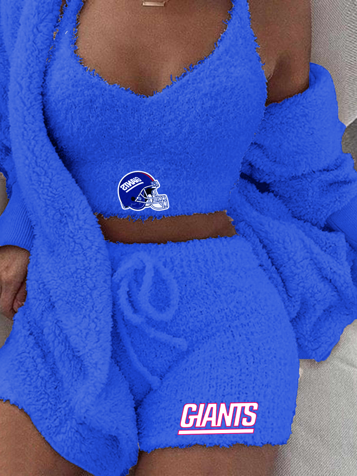 New York Giants Cardigan Shorts Vest 3-Piece Suit