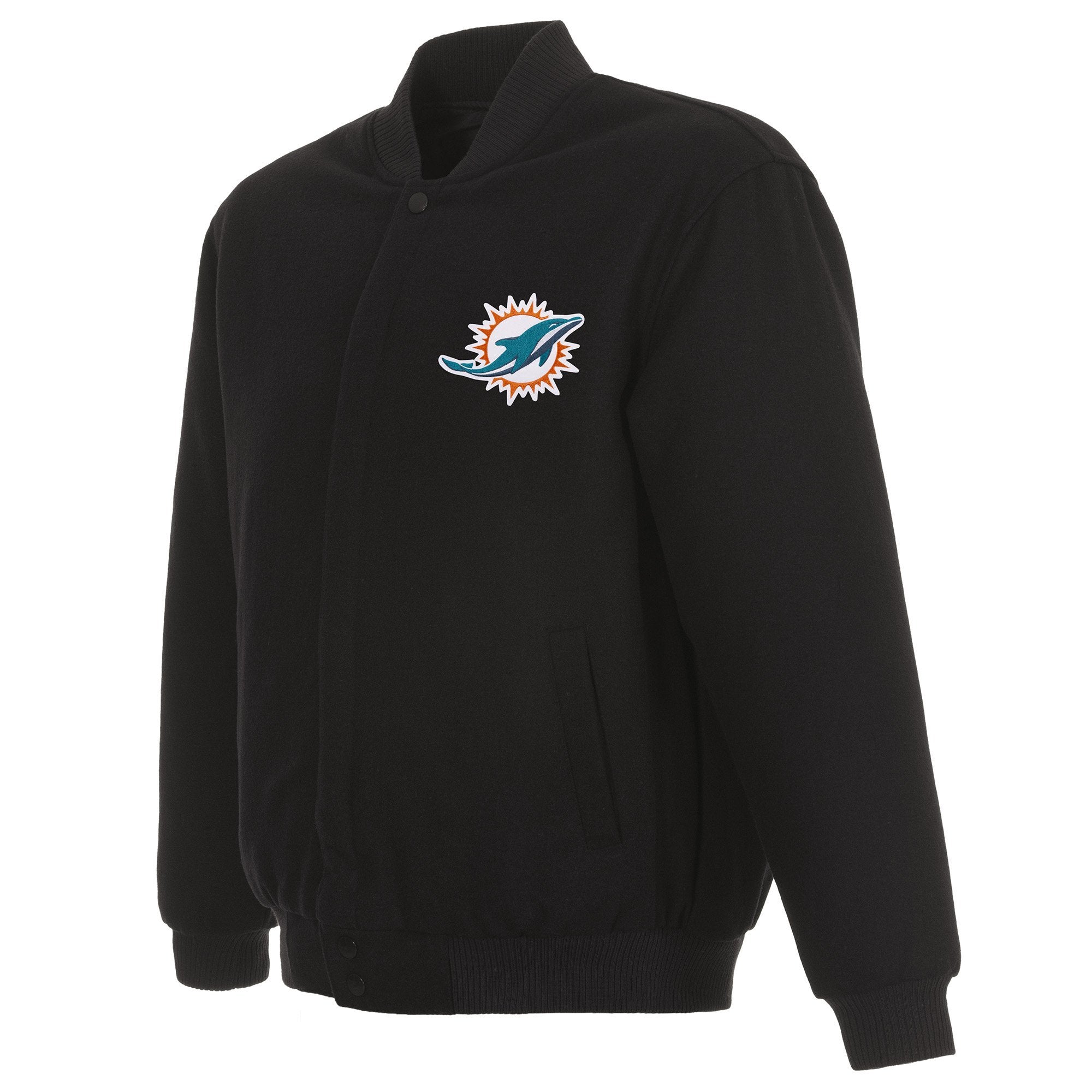 MIAMI DOLPHINS REVERSIBLE WOOL JACKET - BLACK