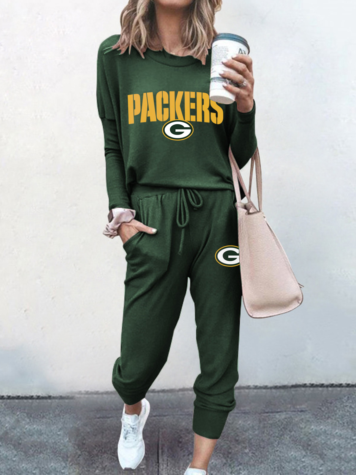 Green Bay Packers Fashion Long Sleeve Casual Two Piece Suit
