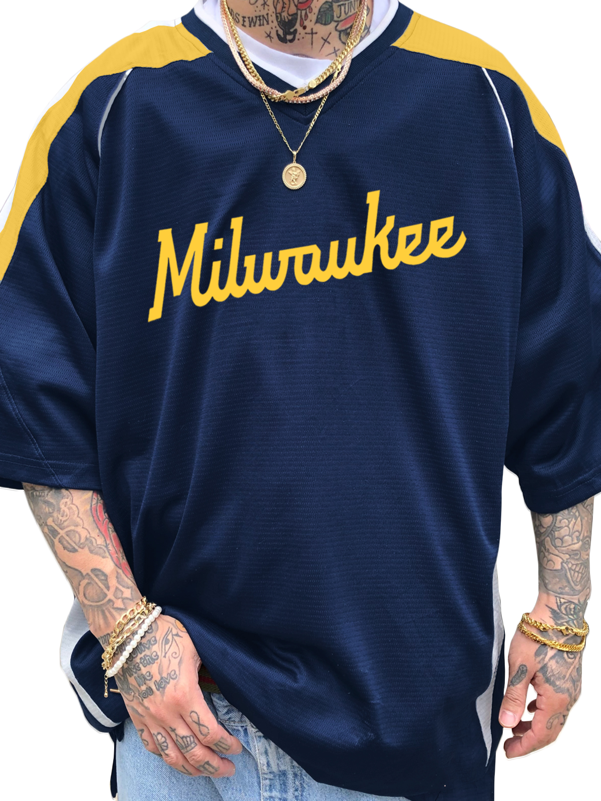 Milwaukee Brewers Short Sleeve V-Neck Jersey Shirt