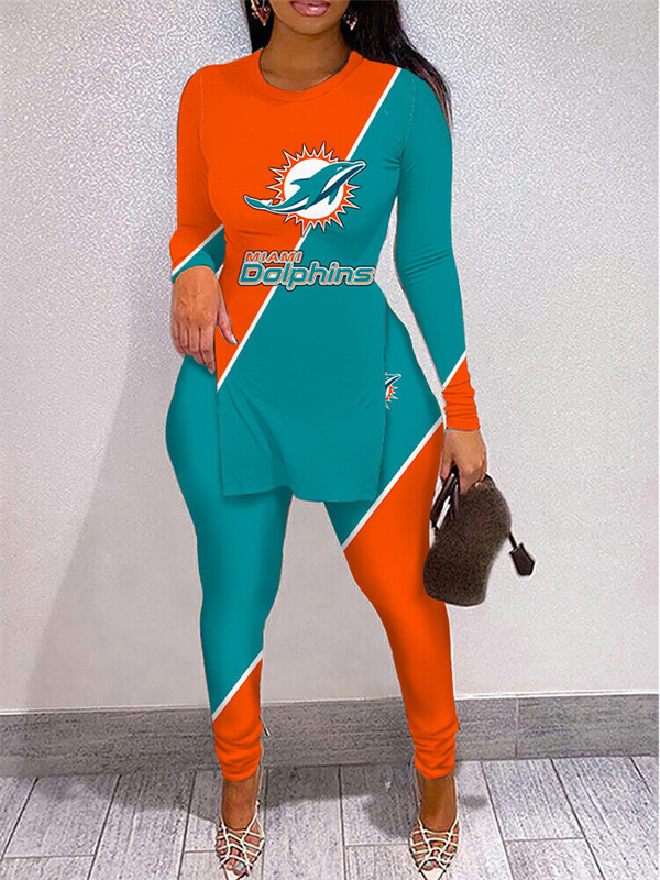 Miami Dolphins Limited Edition High Slit Shirts And Leggings Two-Piece Suits