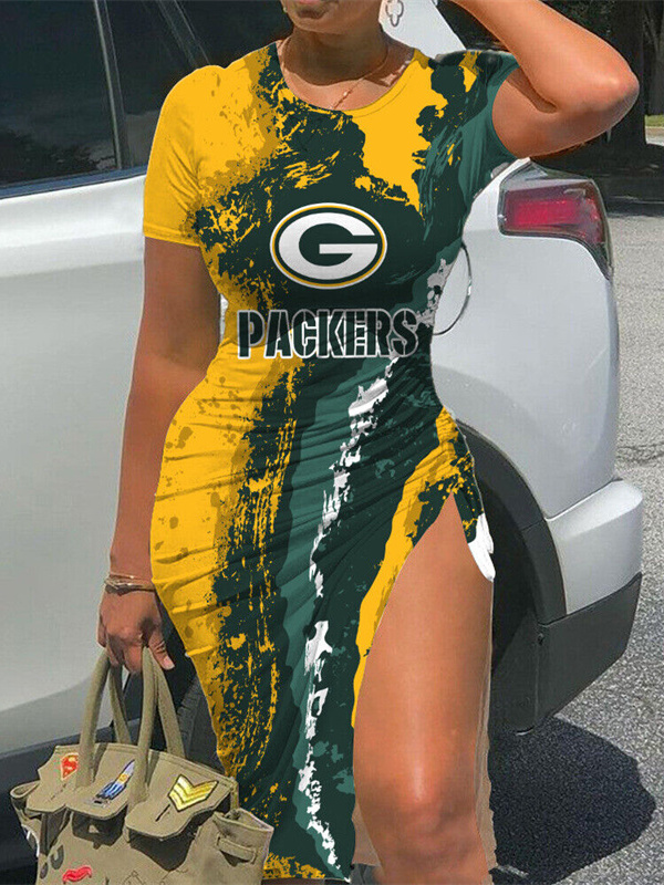 Green Bay Packers Women's Slit Bodycon Dress