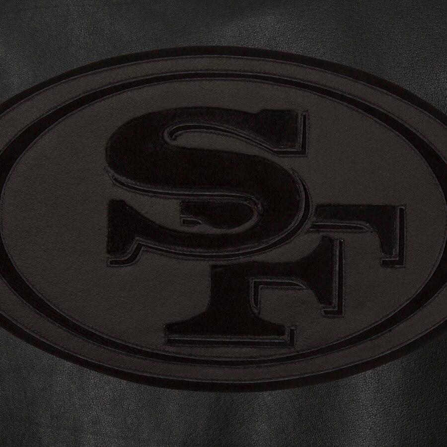 SAN FRANCISCO 49ERS JH DESIGN TONAL ALL LEATHER JACKET - BLACK