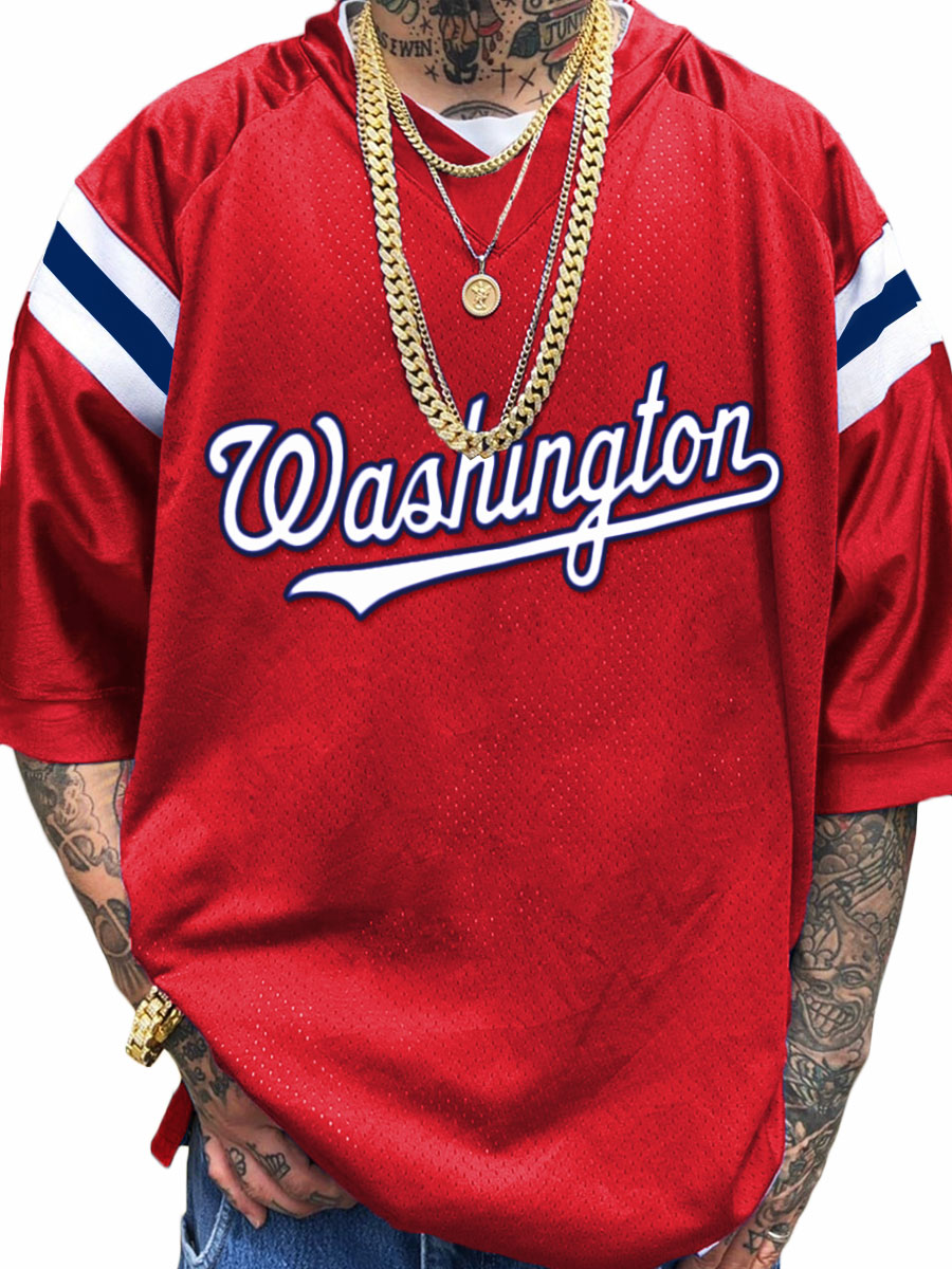 Washington Nationals MLB Men's Fashion V-Neck Short Sleeve Jersey