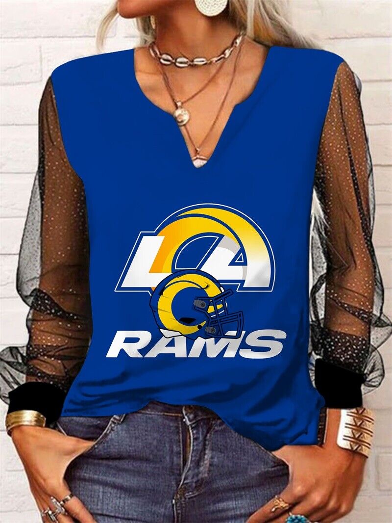 Los Angeles Rams Long Sleeve V-neck Lace Shirt
