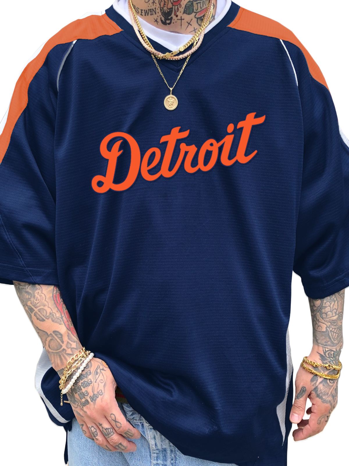 Detroit Tigers Short Sleeve V-Neck Jersey Shirt
