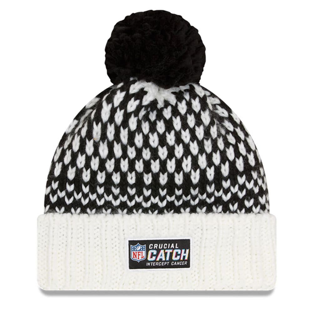 Green Bay Packers Women's Black/White 2023 Crucial Catch Cuffed Pom Knit Hat
