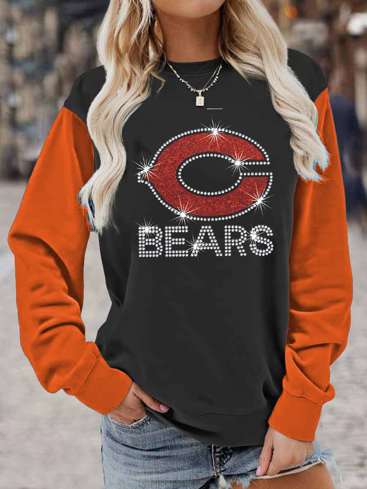 Chicago Bears Colorblock Casual Print Pullover Sweatshirt