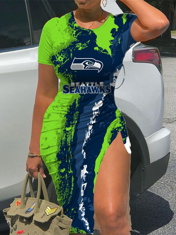 Seattle Seahawks Women's Slit Bodycon Dress