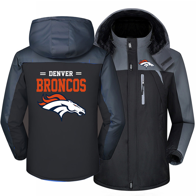 Denver Broncos Warm Hoodie Fleece Coat Winter Jacket Coat Ski Suit