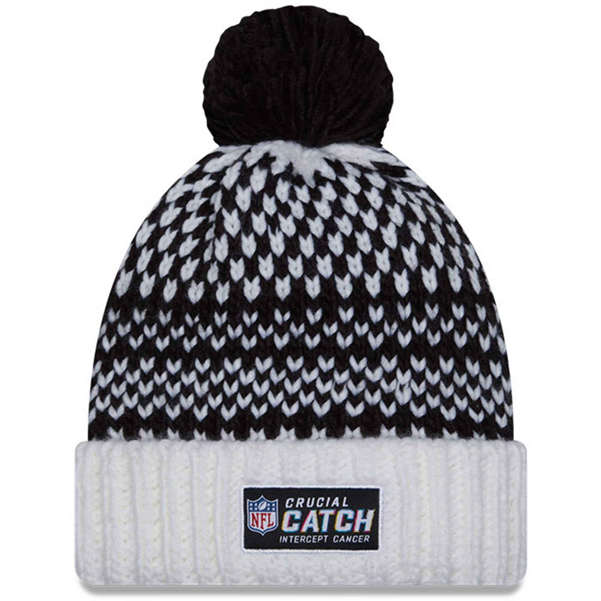 Washington Commanders Women's Black/White 2023 Crucial Catch Cuffed Pom Knit Hat