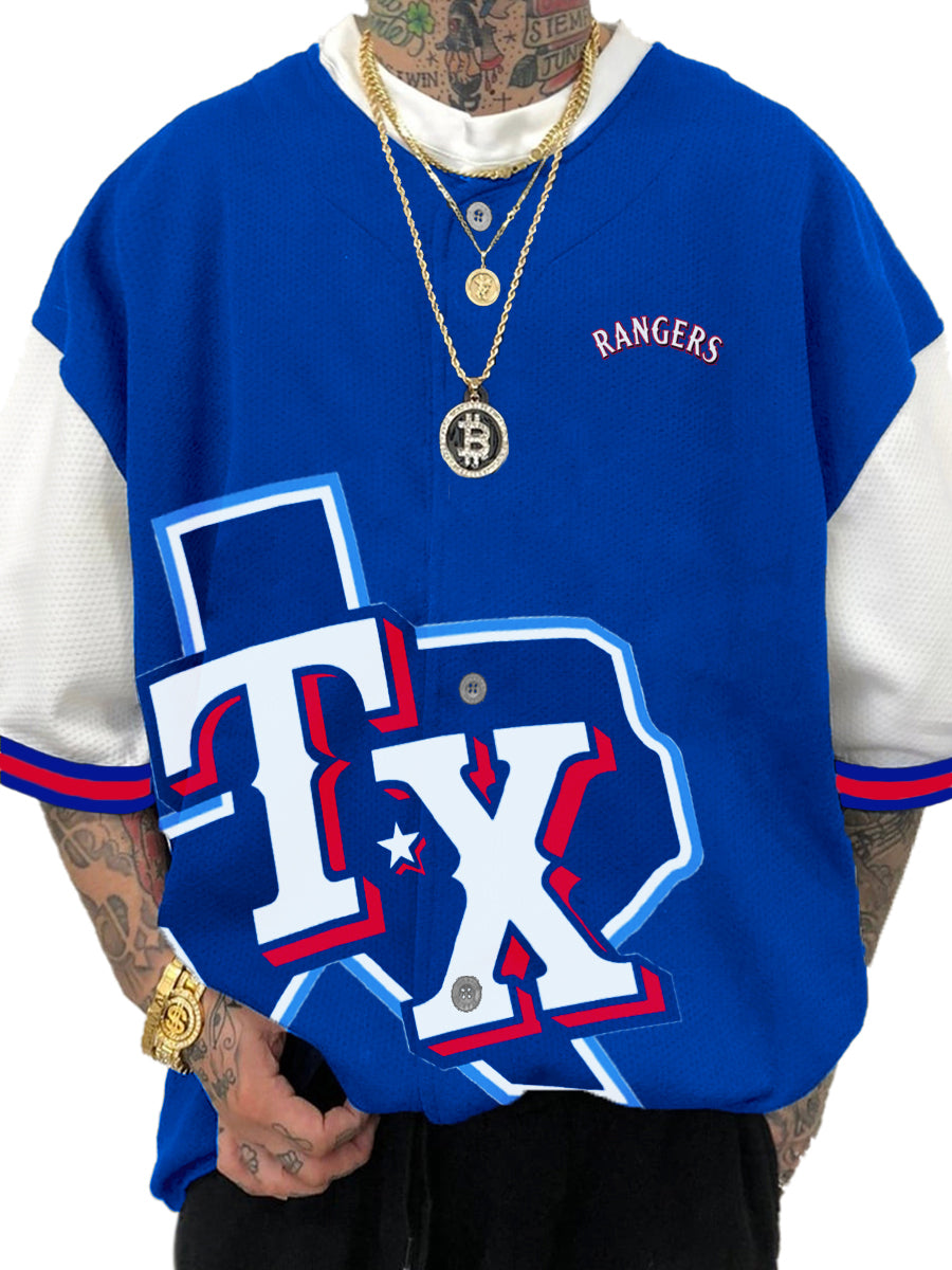 Texas Rangers MLB Men's Fashion Short Sleeve Jersey