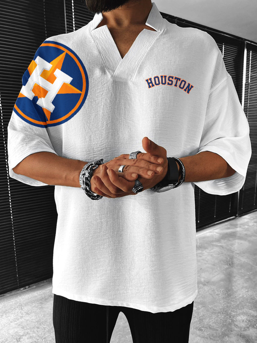 Houston Astros MLB Men's Comfortable V-Neck Short Sleeve Top
